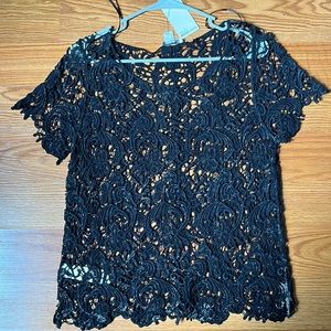 BLACK LACE SHIRT WITH SILVER. BRAND NEW WITH TAGS.